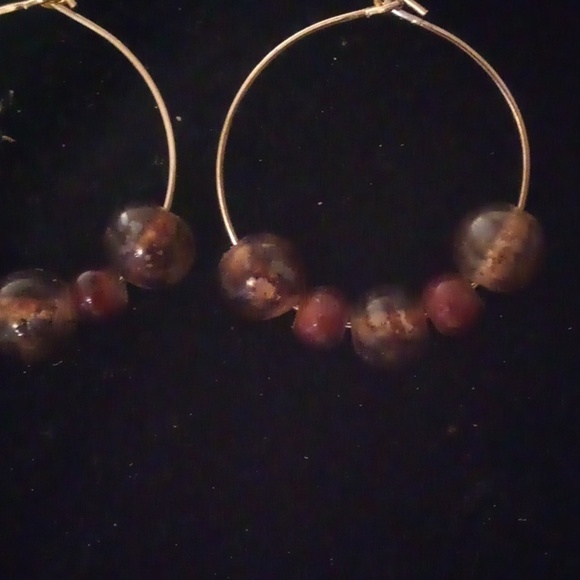 ❤️ Handmade Unique Large & Medium marbleized Glass Bead Earrings - Picture 3 of 4